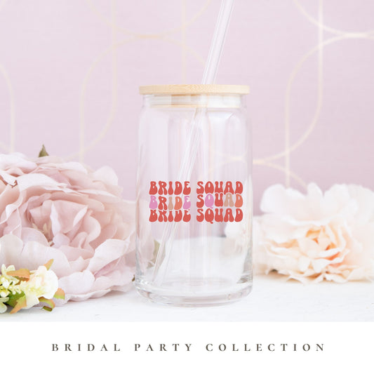 bride squad iced coffee glass