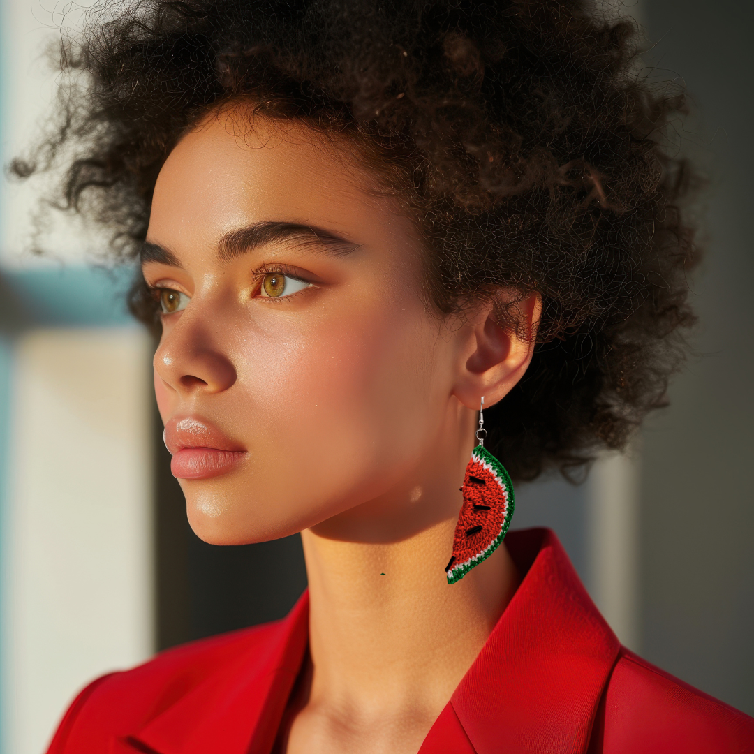 crochet fruit slice earrings