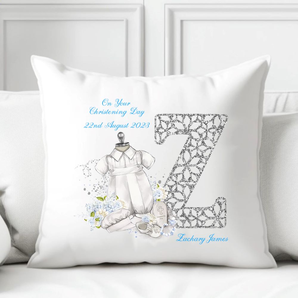 Personalised Christening Gift Cushion For A Boy | Christening Present Boy