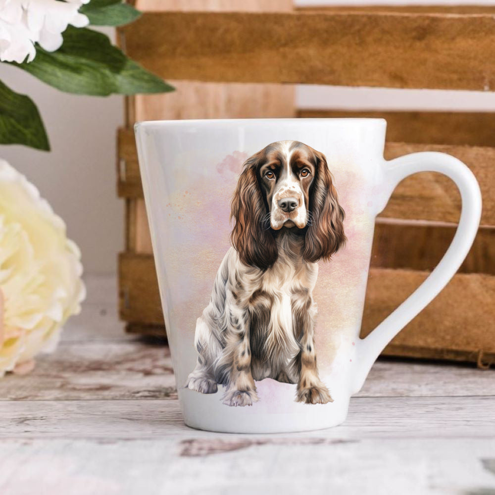 A ceramic mug with a printed image of a Cocker Spaniel dog, featuring vibrant colors and a realistic depiction.
