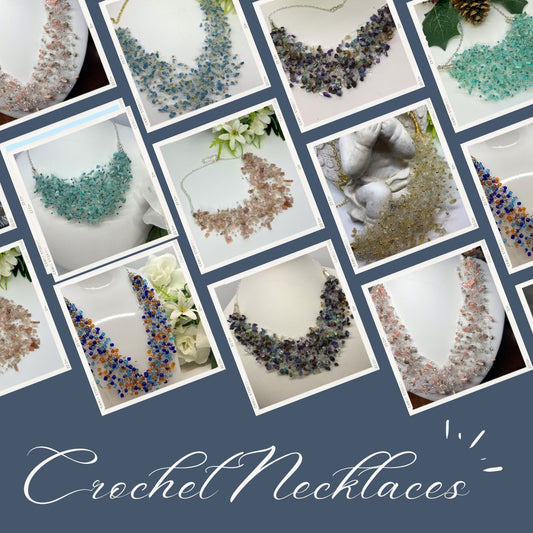 crochet stone necklace