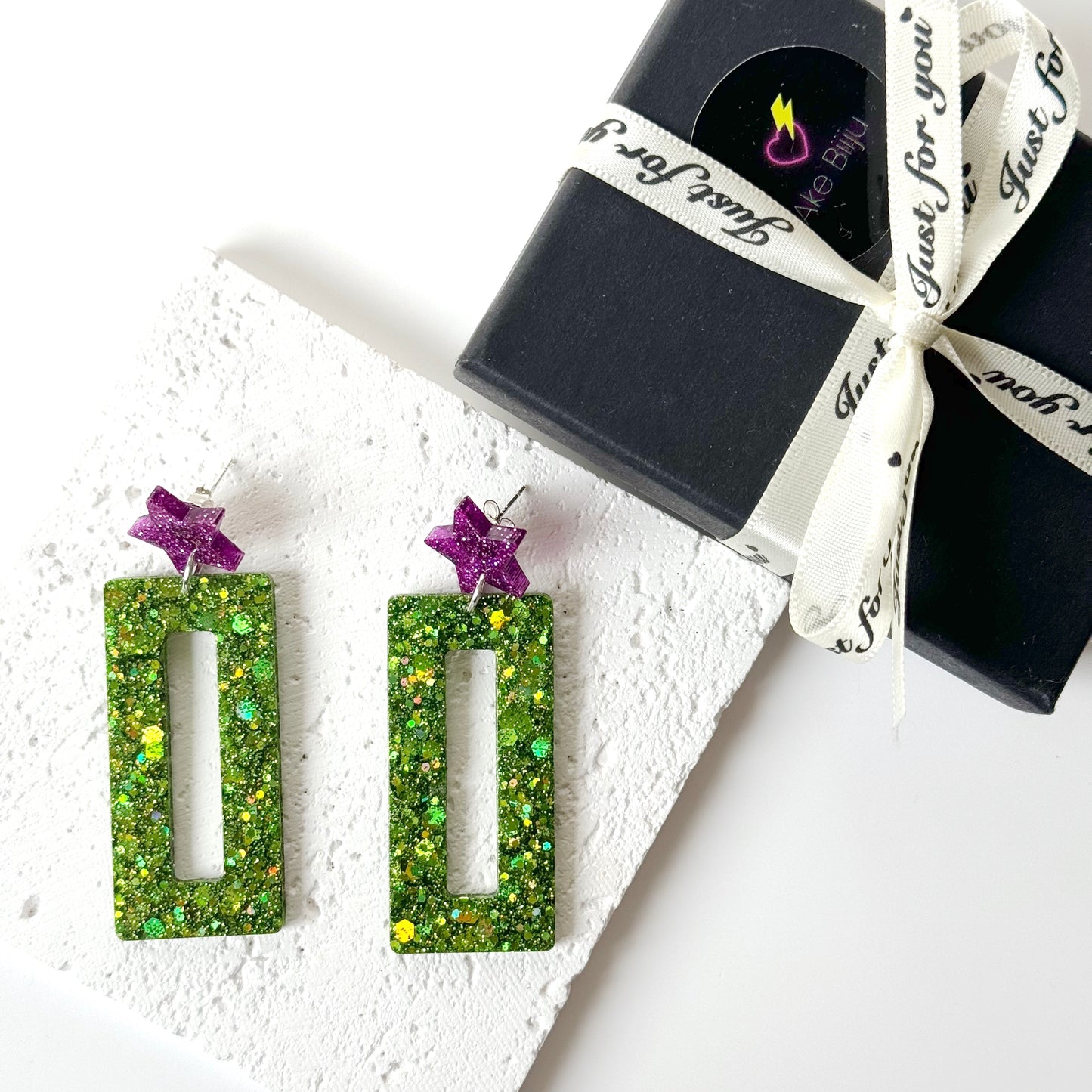 rectangle resin earrings