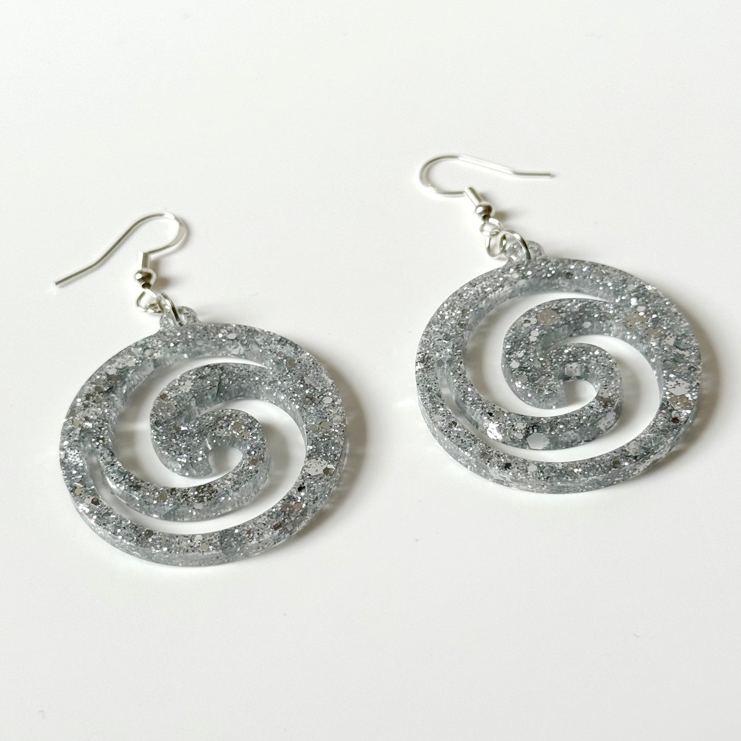 silver resin earrings