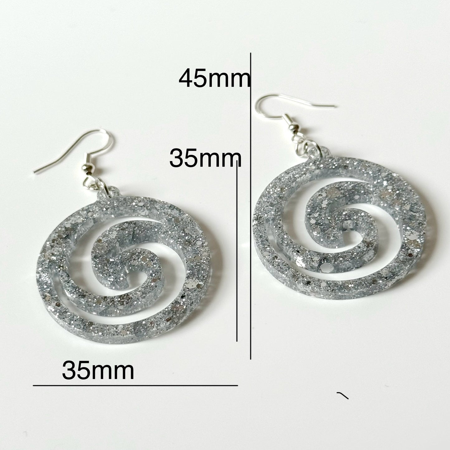 silver resin earrings
