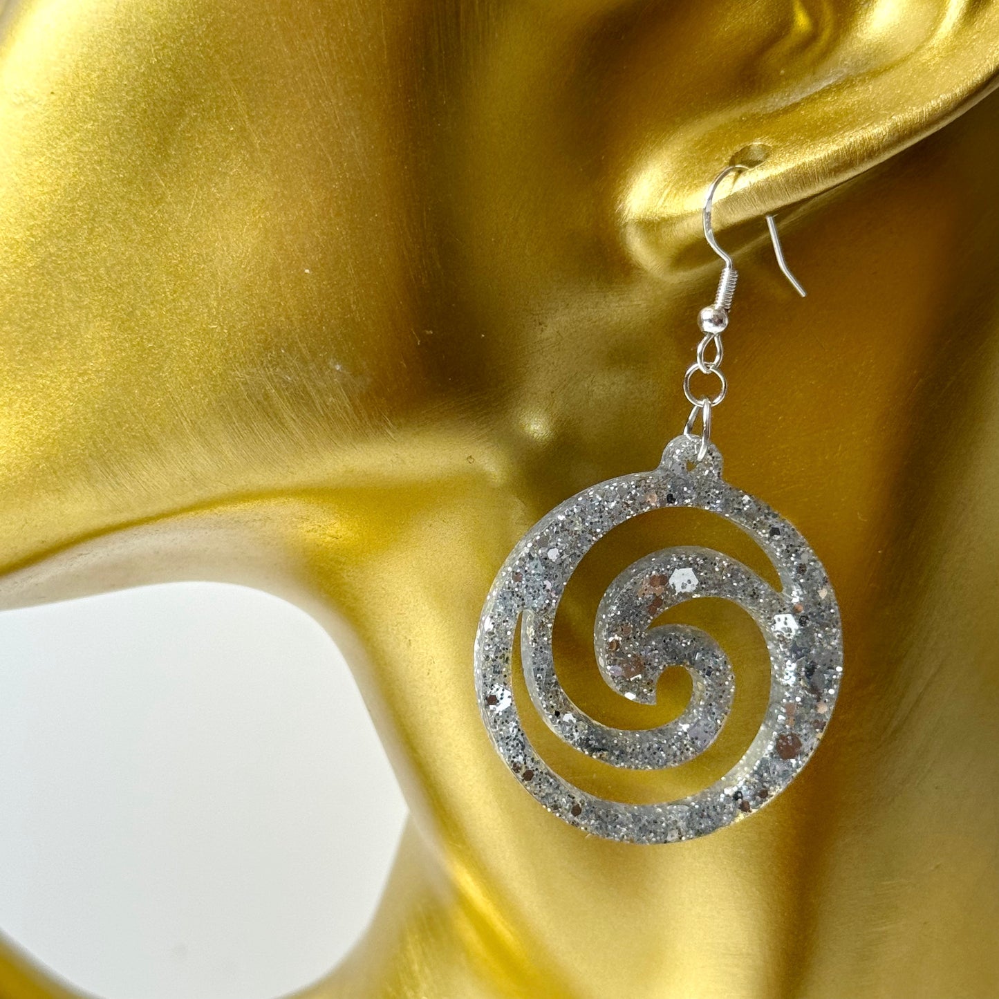 silver resin earrings
