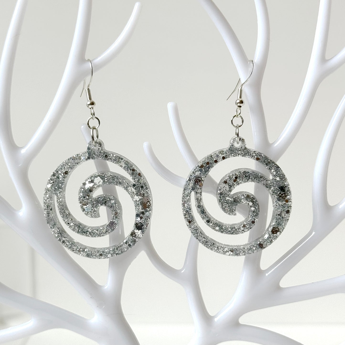silver resin earrings