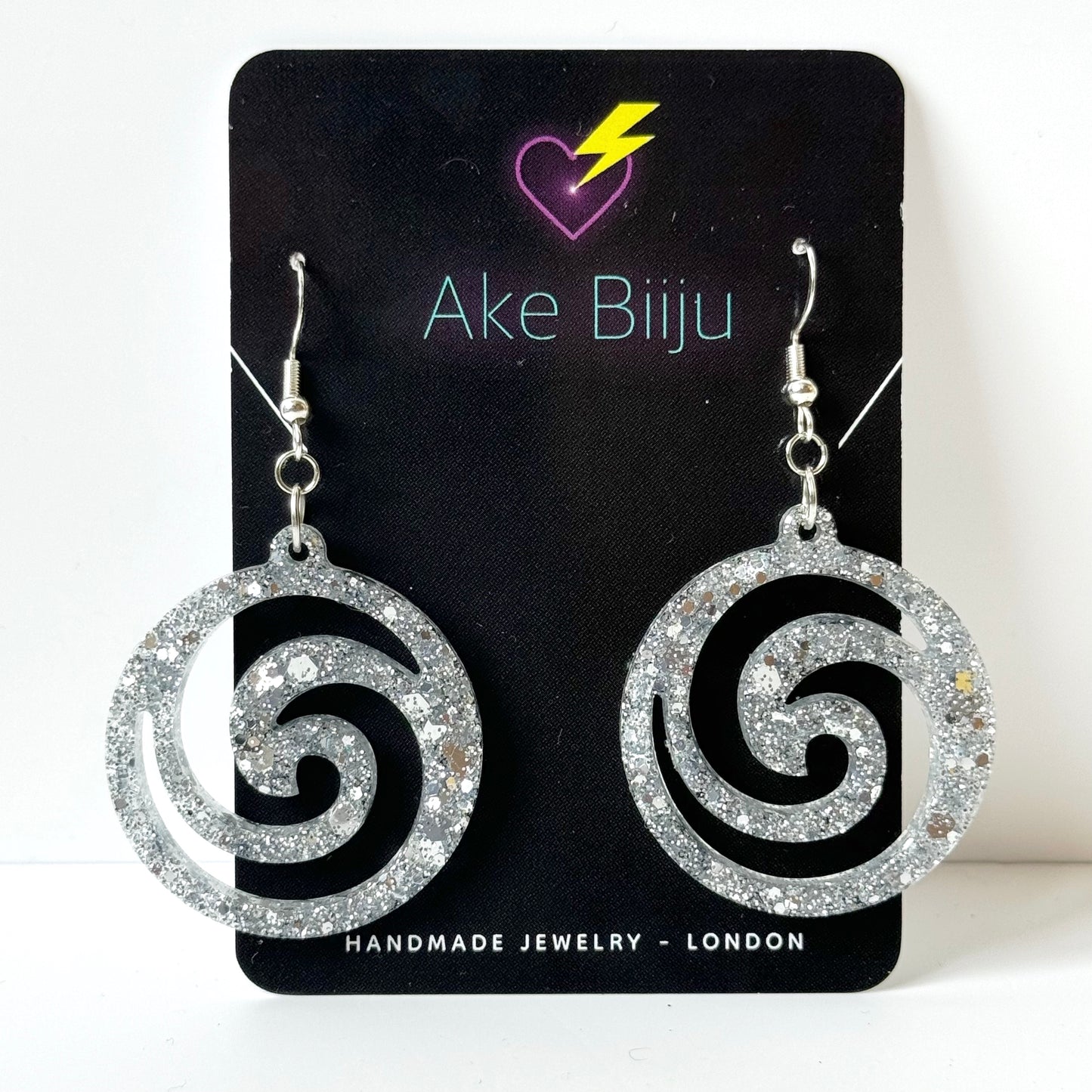 silver resin earrings