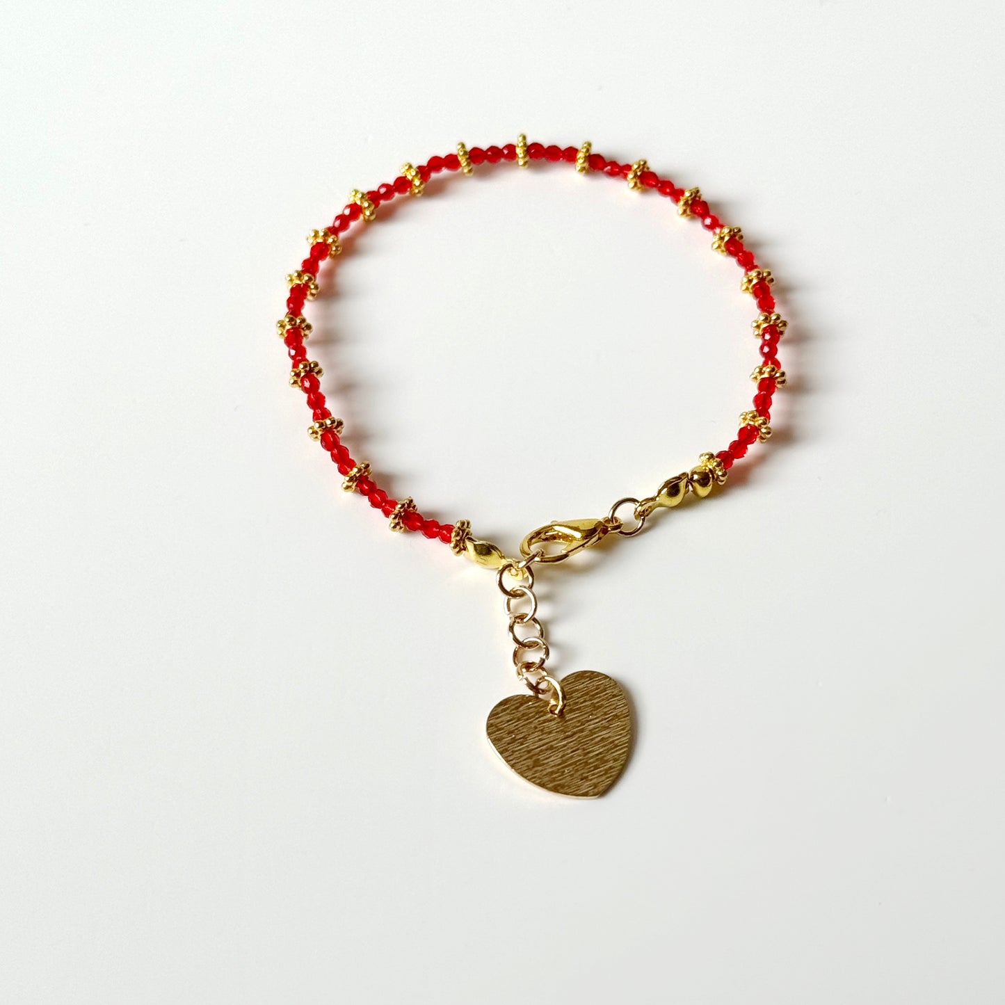 red glass bead bracelet