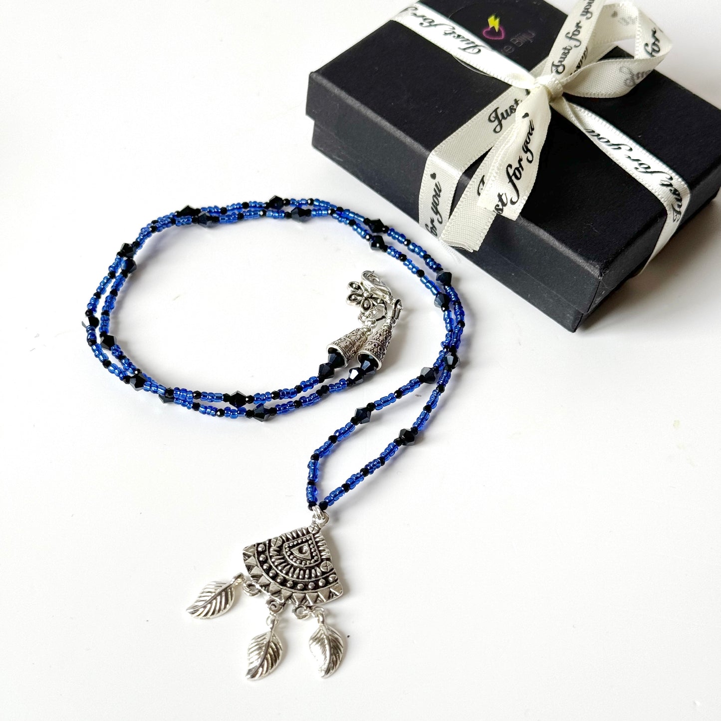 blue bead necklace