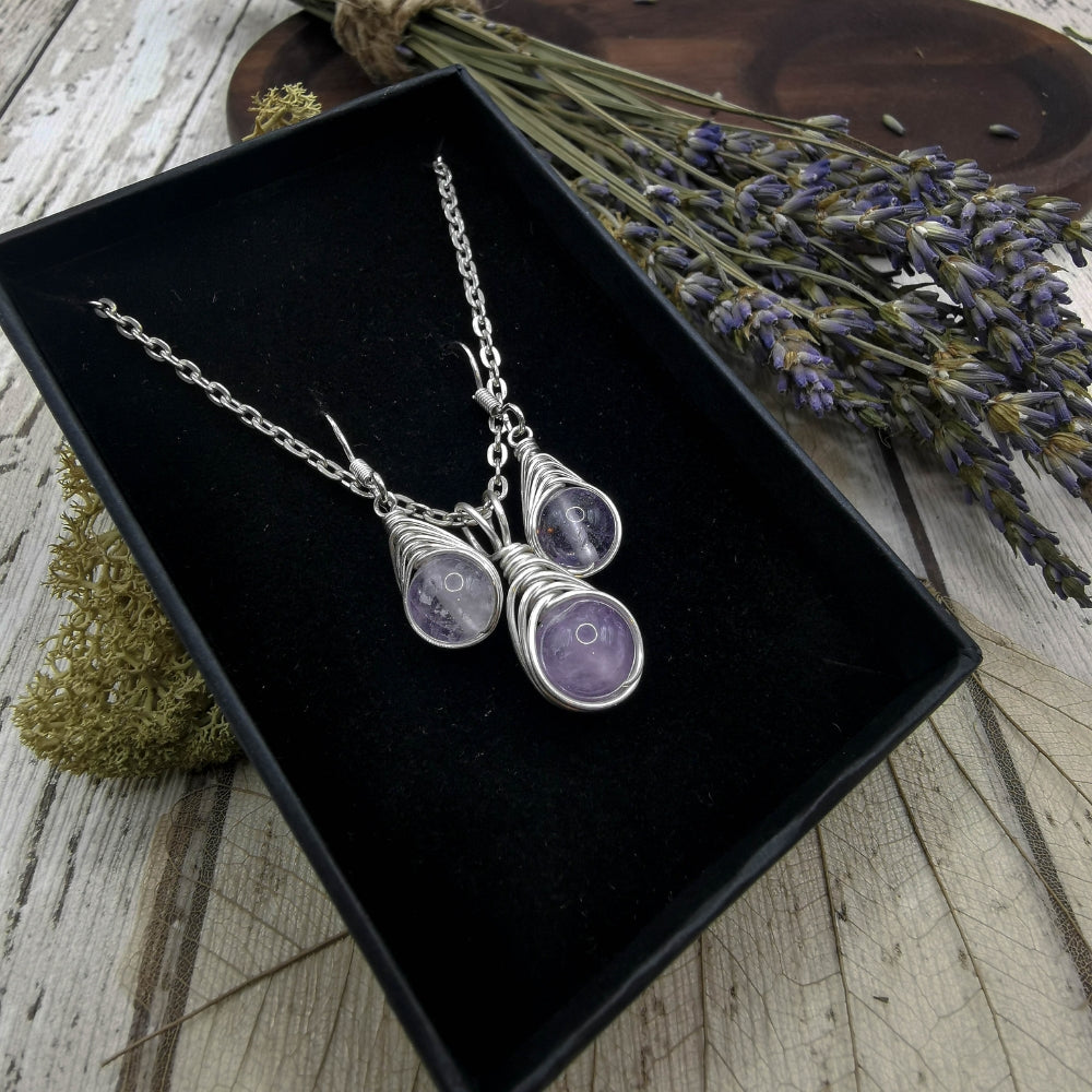 Birthstone Jewellery For February | February Birthstone Necklace And Earring Set