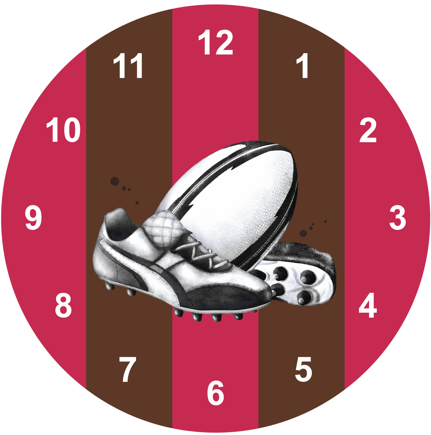 Personalised Rugby Clock | Sports Clock (30cm)