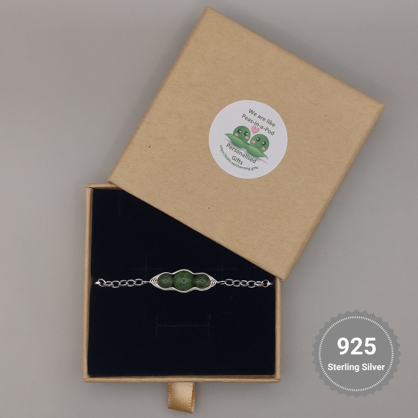 Green Jade Pea Pod Bracelet | Gemstone Pea Pod Bracelet