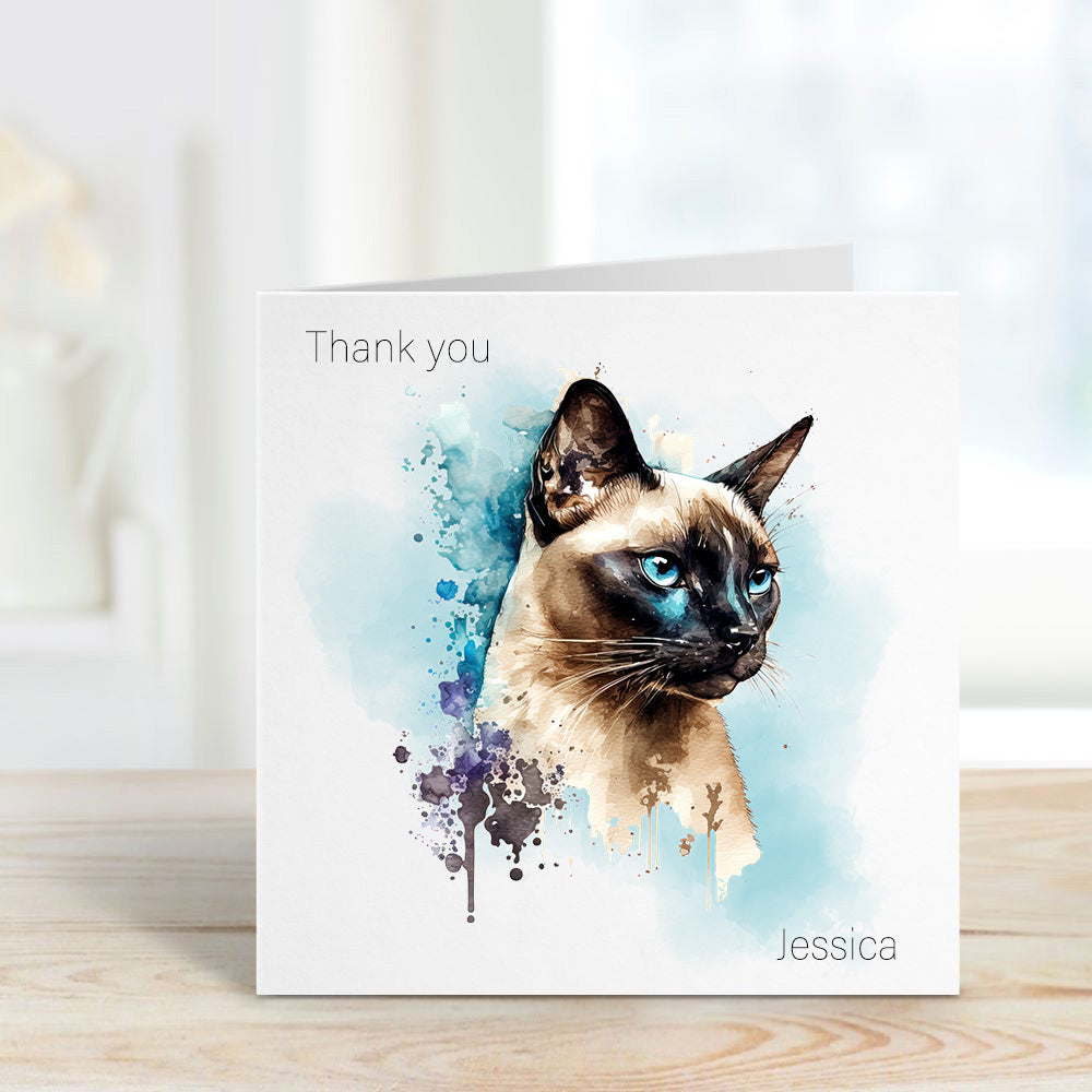 Siamese Cat Blank Greeting Card | Siamese Cat Notelet