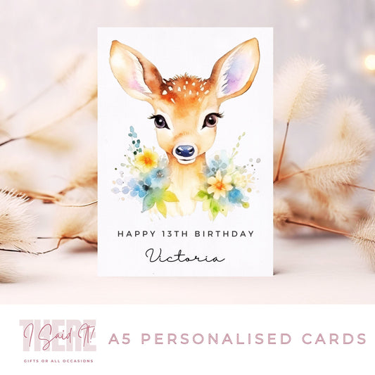 personalised beautiful deer card