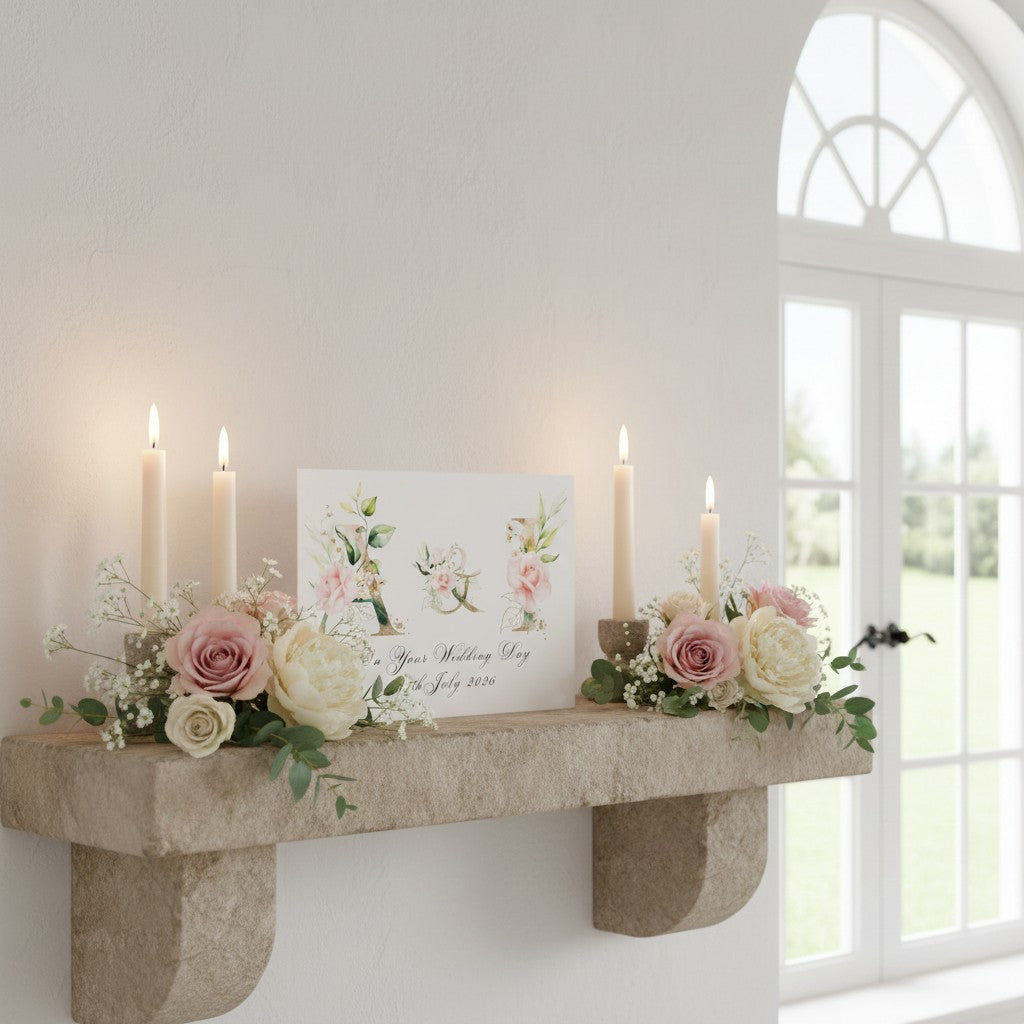 Blush Pink Personalised Wedding Card – Handmade Card for Couples