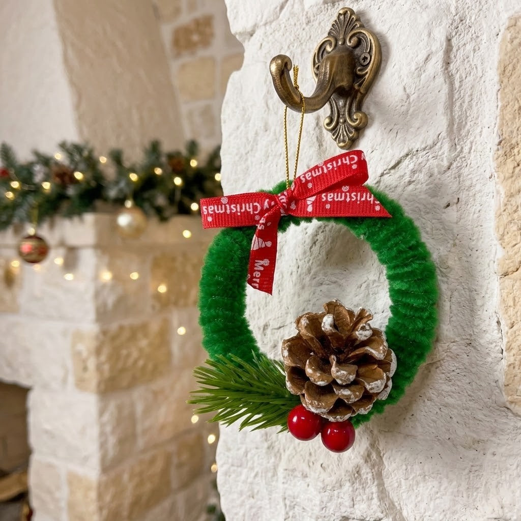 Mini Christmas Wreaths – Handmade Pipe Cleaner Ornaments