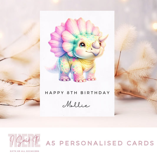 cute personalised dino card