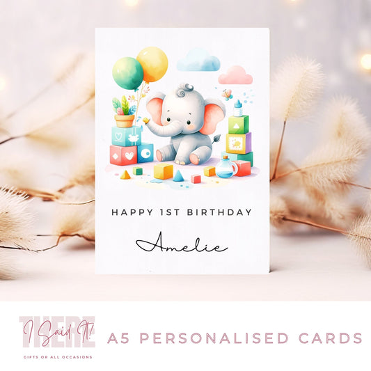 cute personalised elephant cards