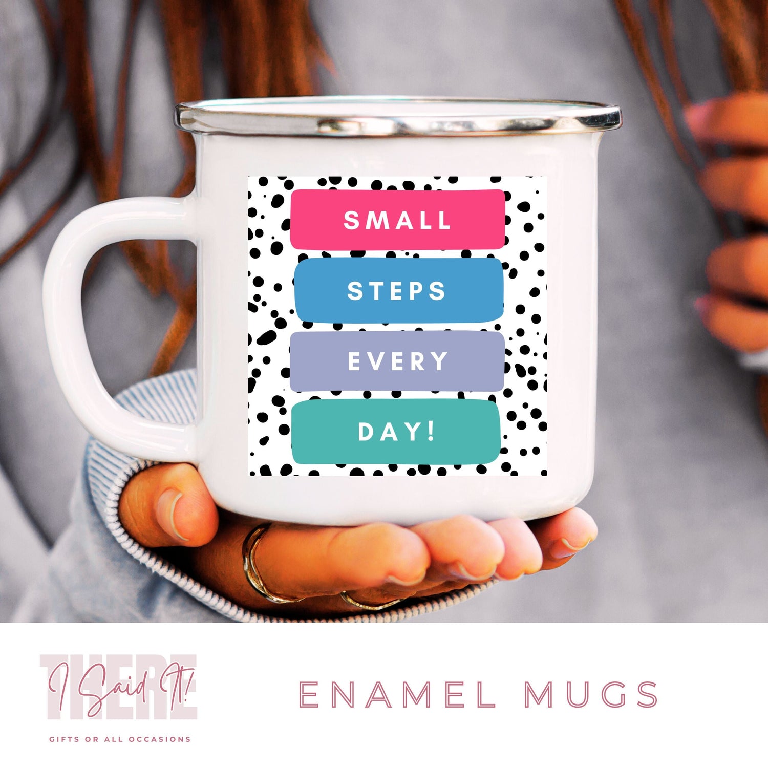 do not give up enamel mug