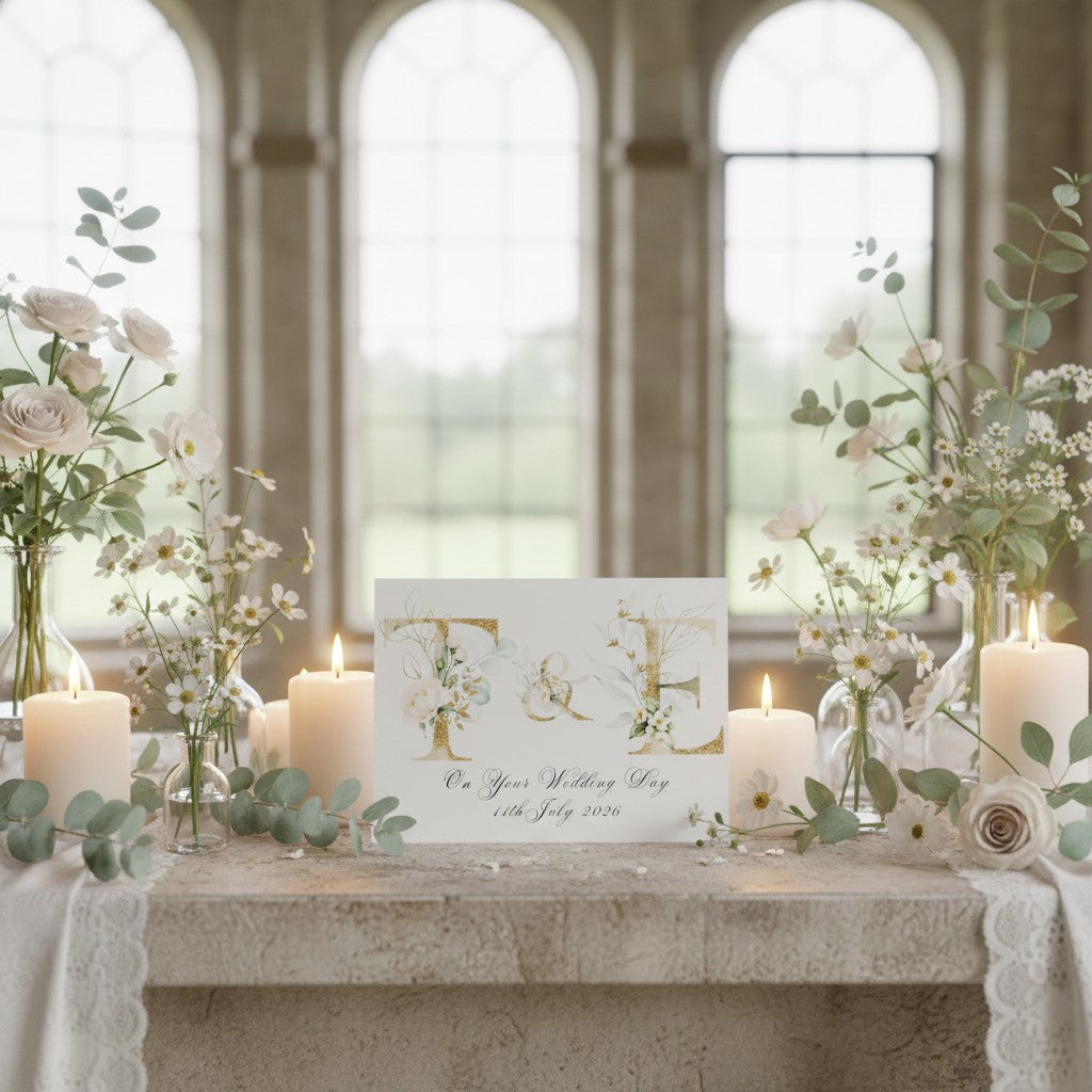 Handmade Floral Wedding Card – Elegant Flower Congratulations for Couples