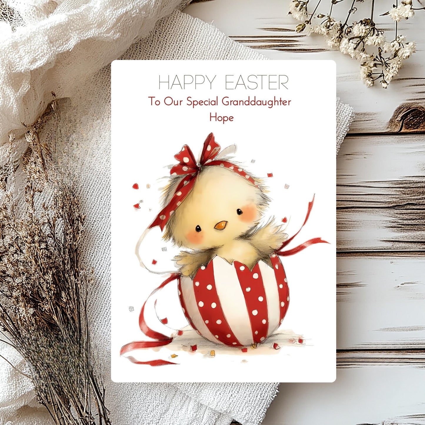Personalised Easter Card for Granddaughter – Cute Baby Chick