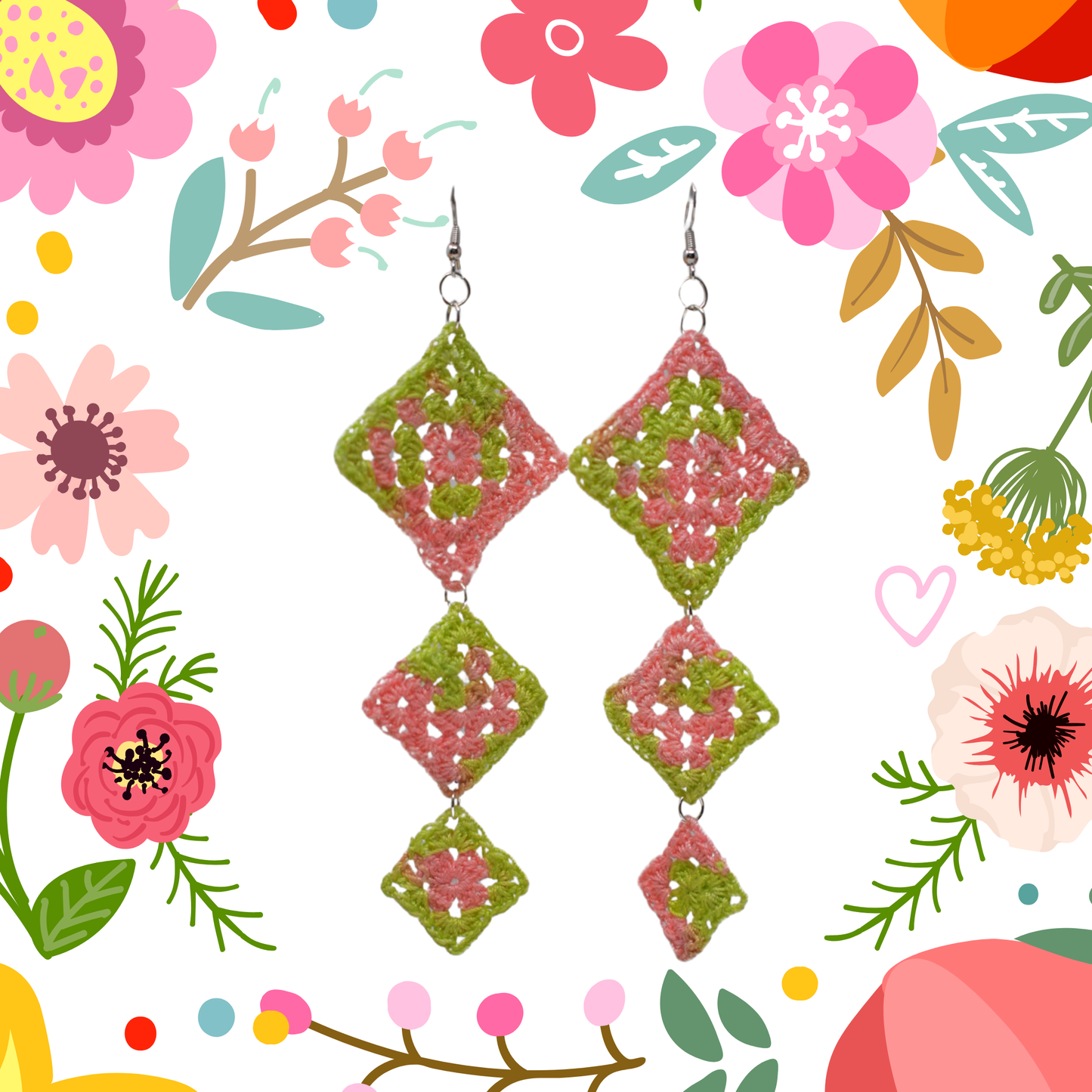pastel granny square earrings