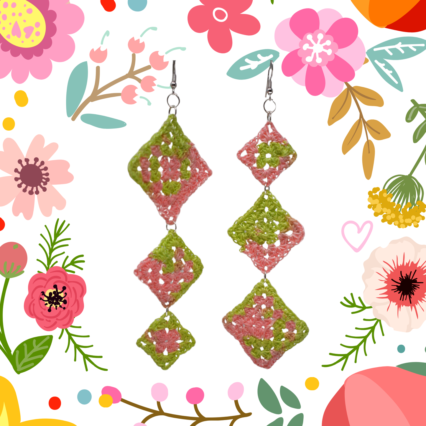 pastel granny square earrings
