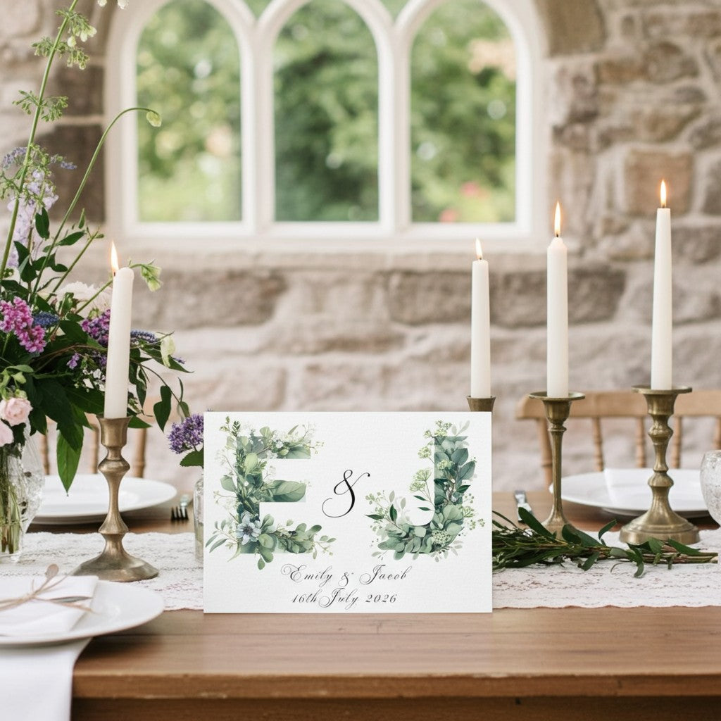 Greenery Personalised Wedding Card – Custom Keepsake for Couples