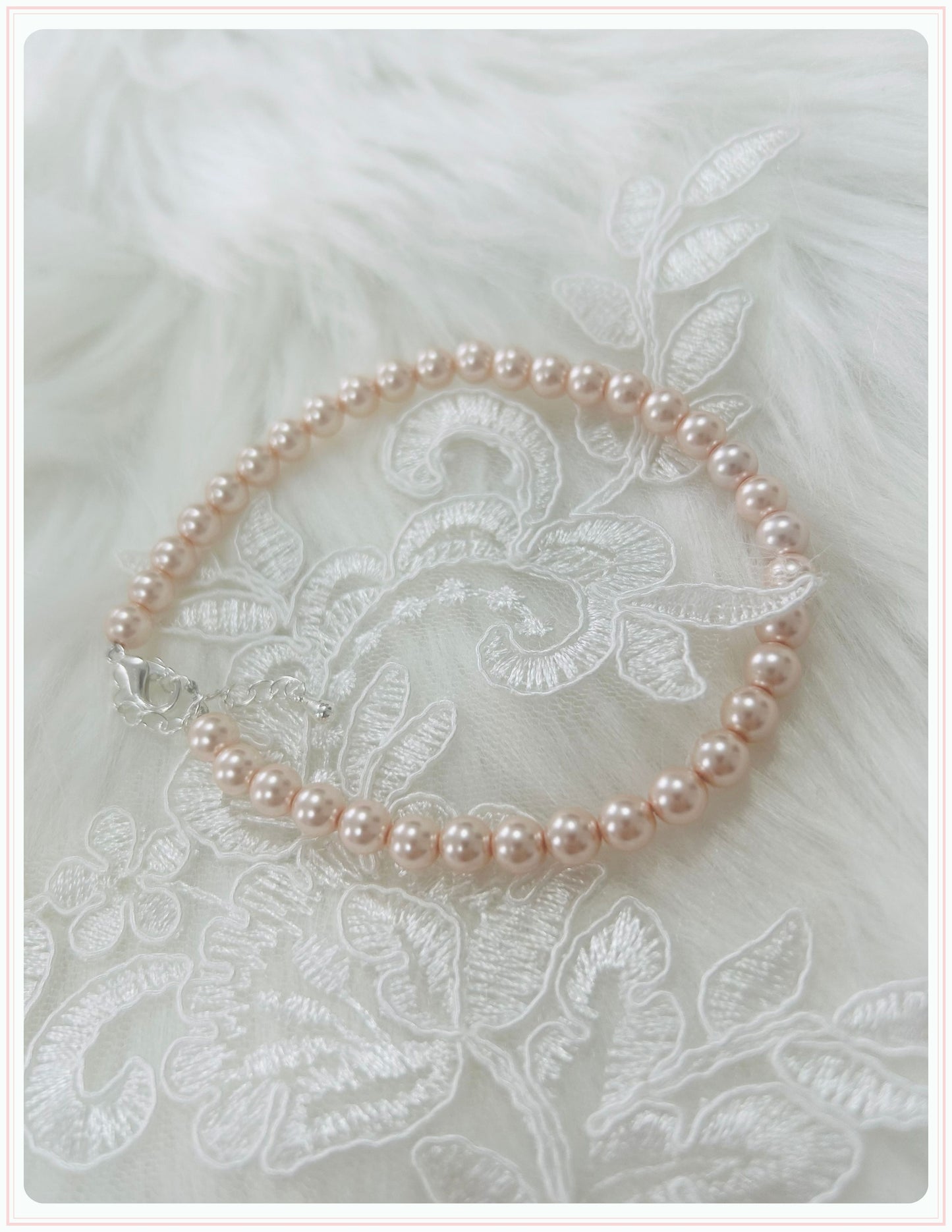 Peach Pearl Bridal Shoe Straps