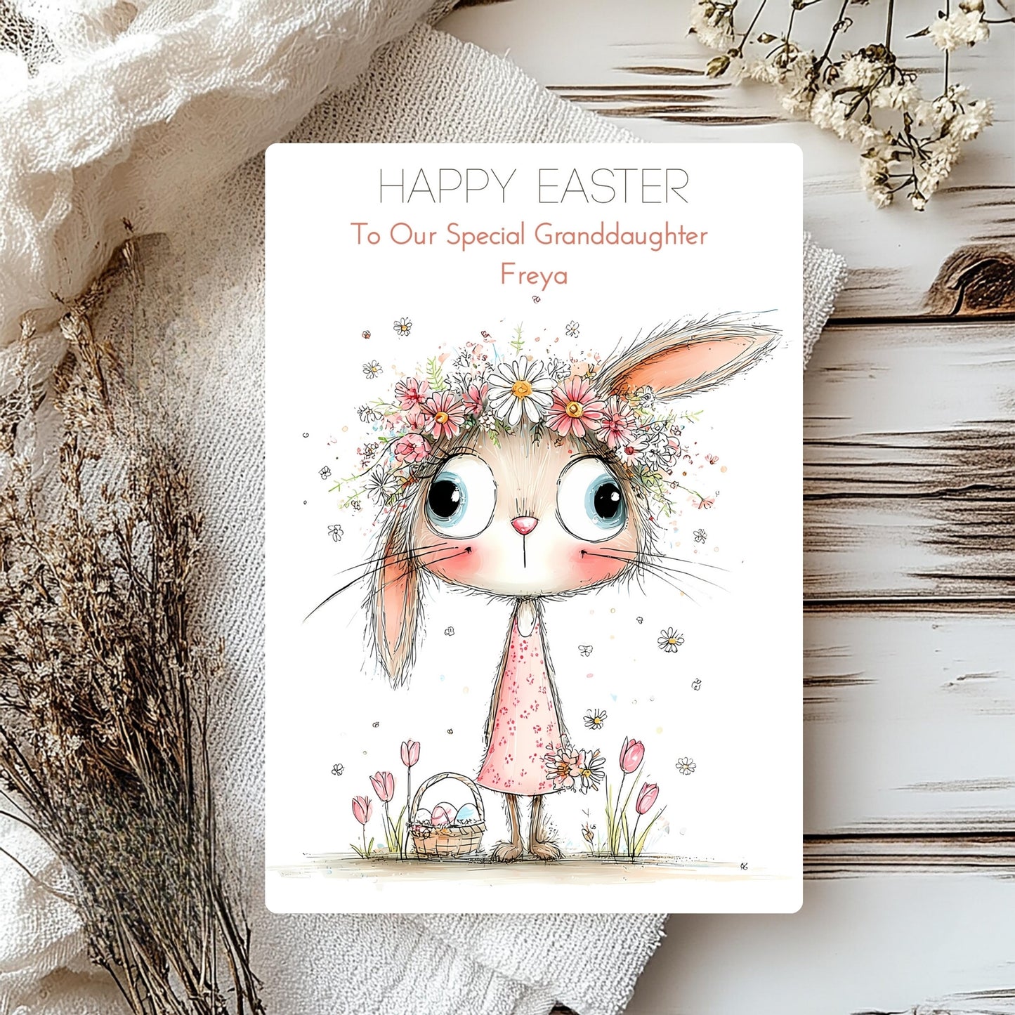 Personalised Easter Bunny Card – Handmade Card For Little Girl