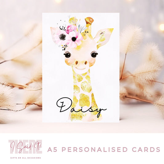 personalised giraffe birthday card