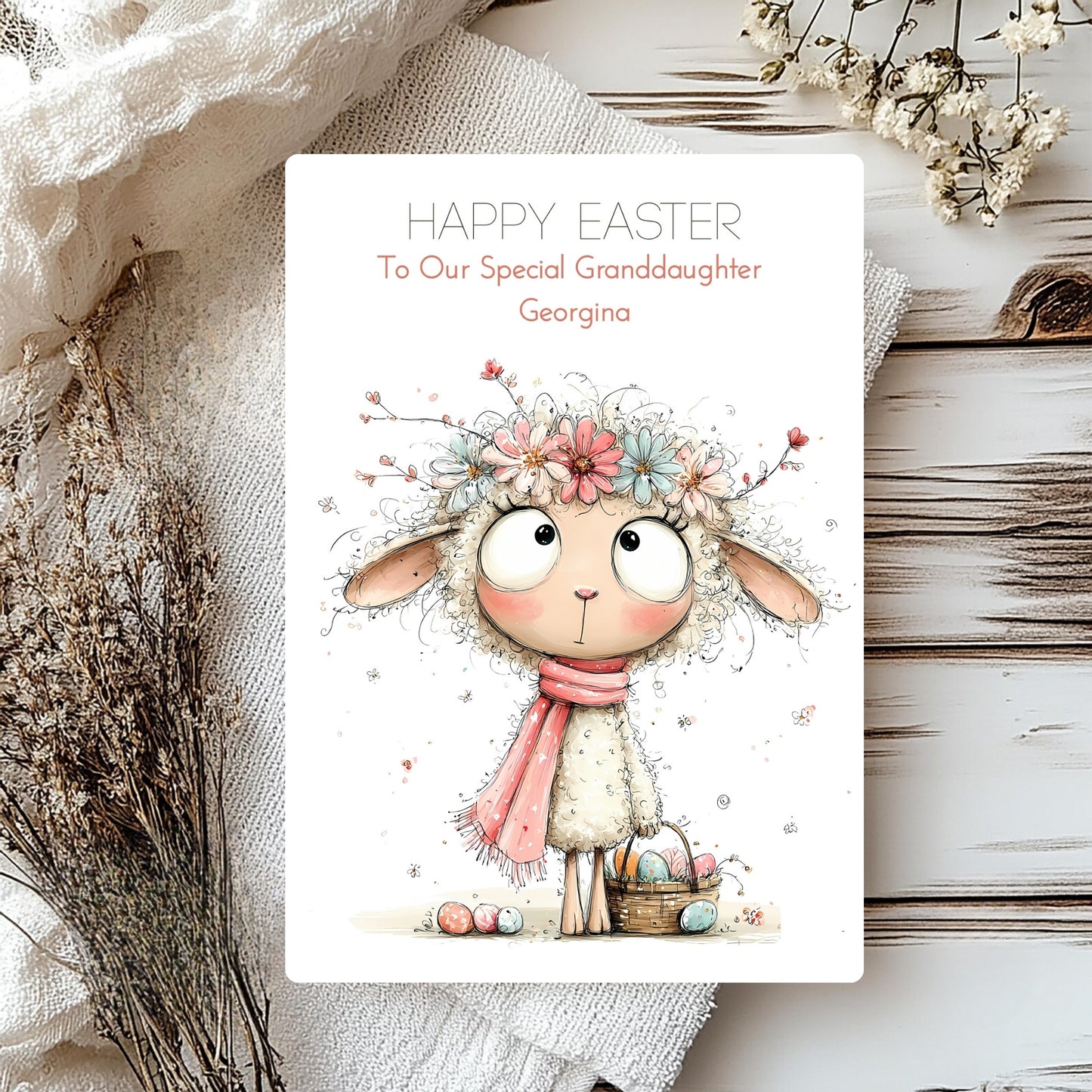 Personalised Lamb Easter Card – Handmade Spring Greeting for Loved Ones