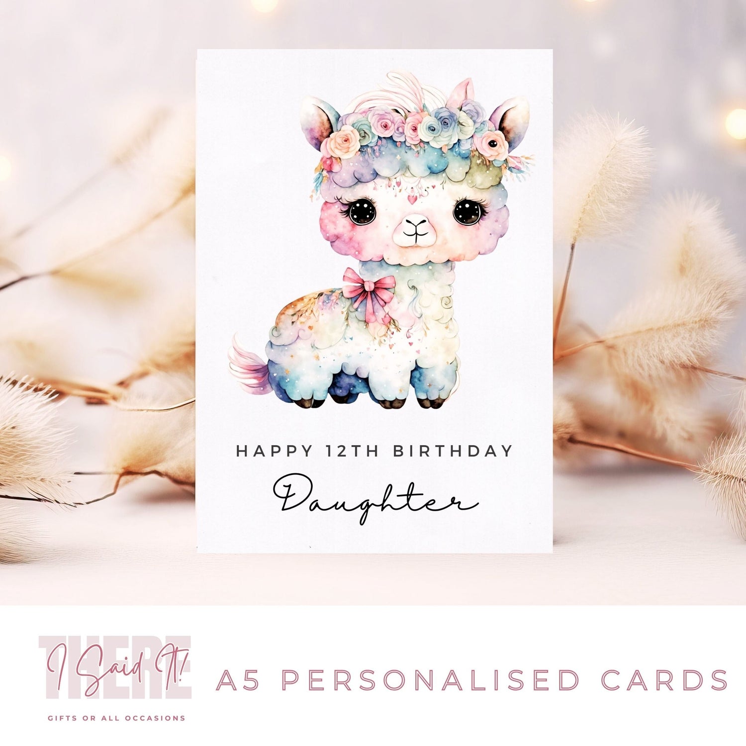 personalised llama birthday card