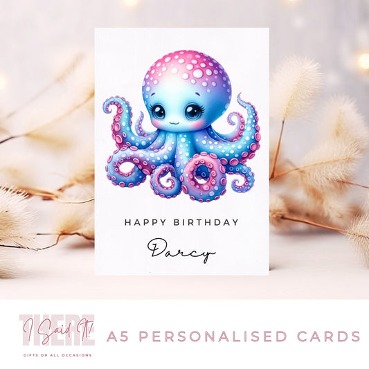 personalised octopus birthday card