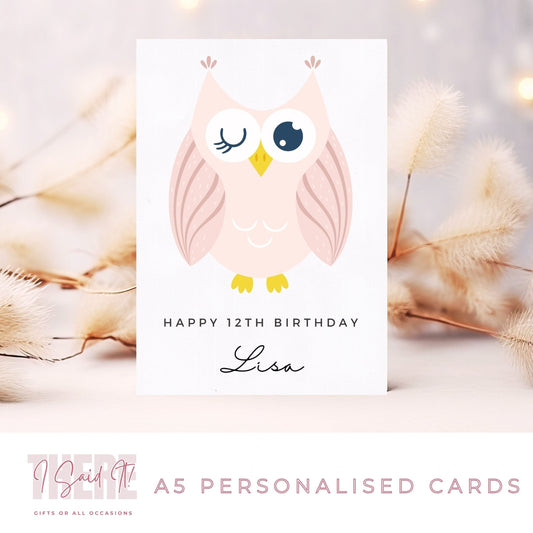 personalised owl birthday card