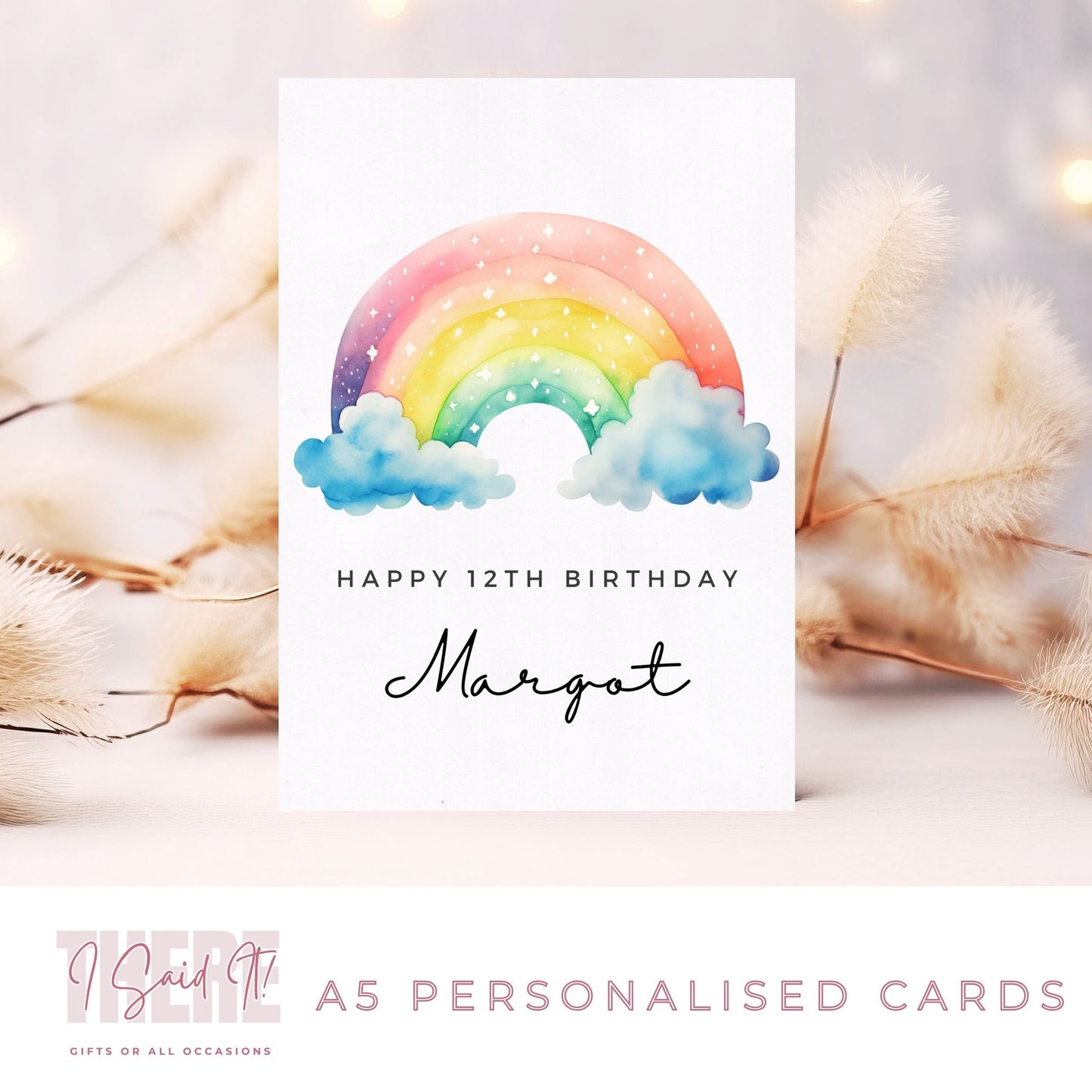 personalised rainbow birthday card