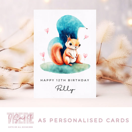 personalised squirrel birthday card