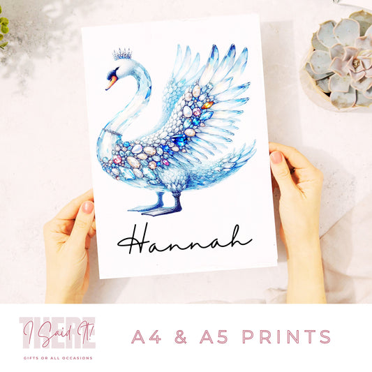 personalised swan print for her