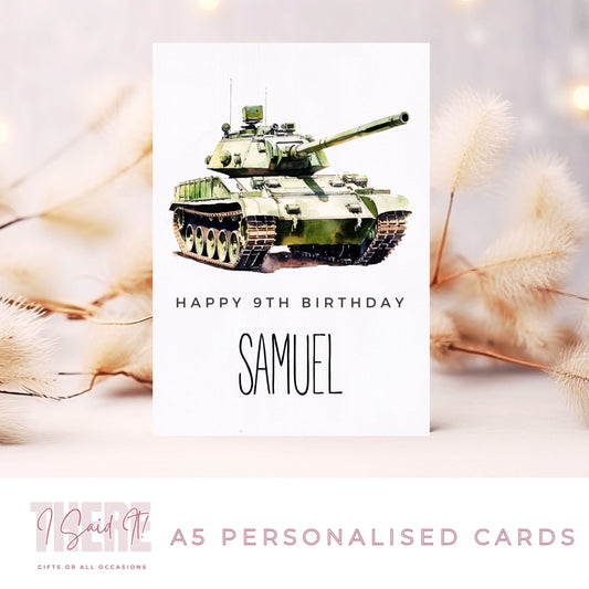 personalised tank birthday card