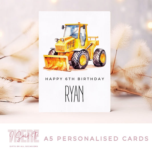personalised tractor birthday card