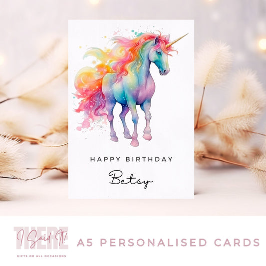 personalised unicorn birthday card