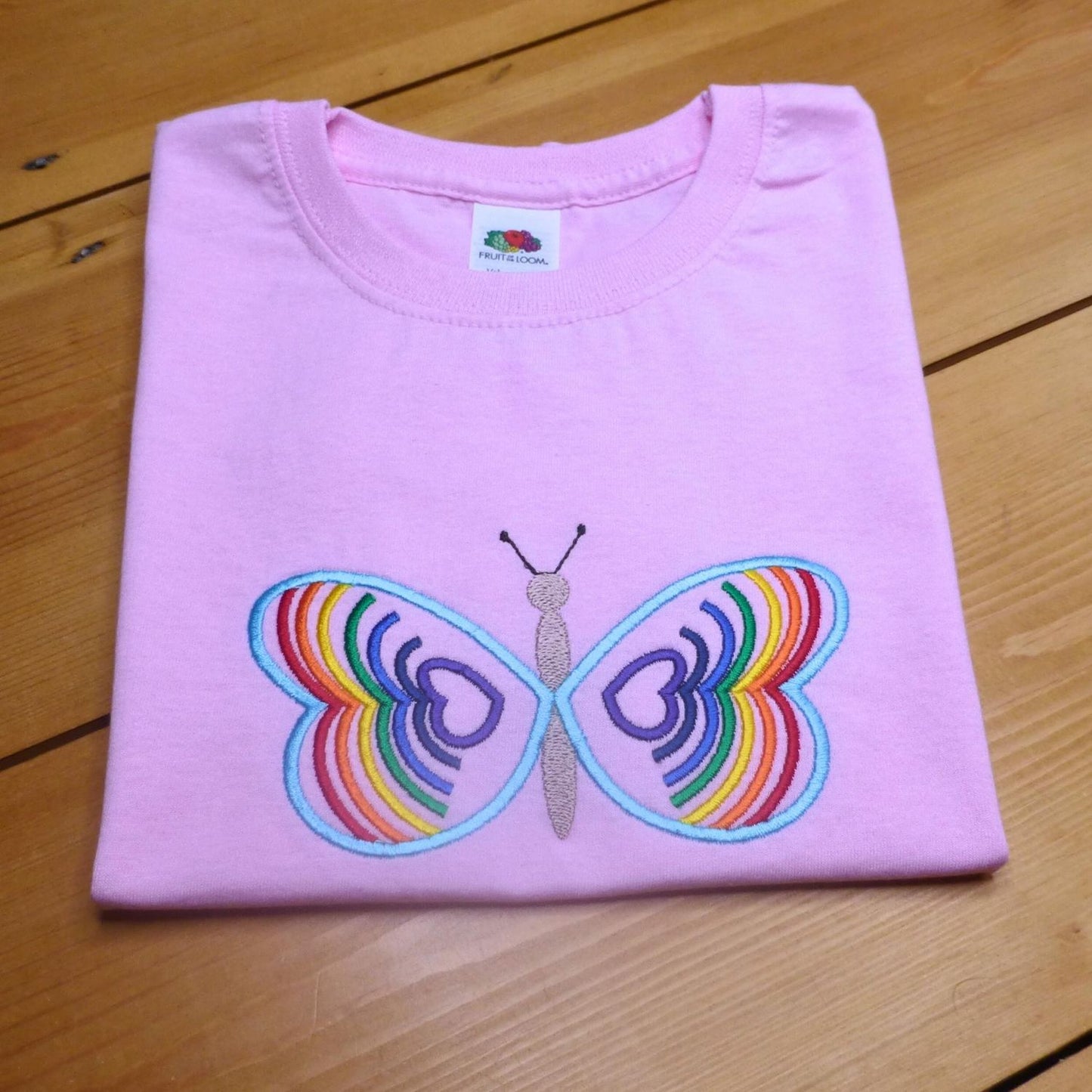 Butterfly Embroidery T-Shirt | Rainbow Butterfly T-Shirts