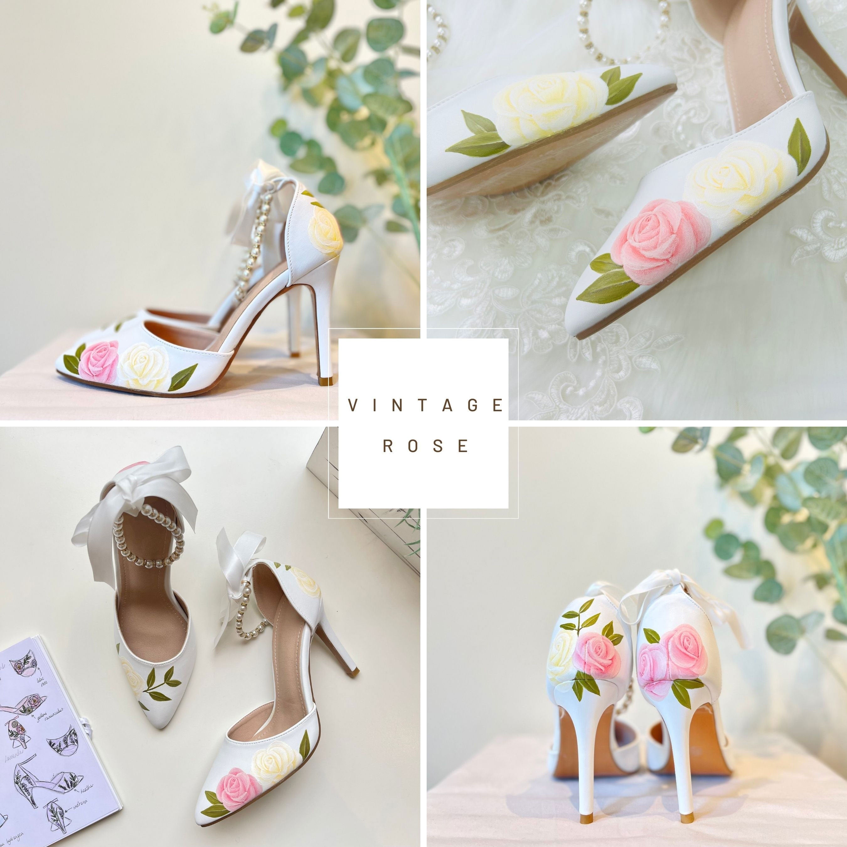 Floral bridal shoes top