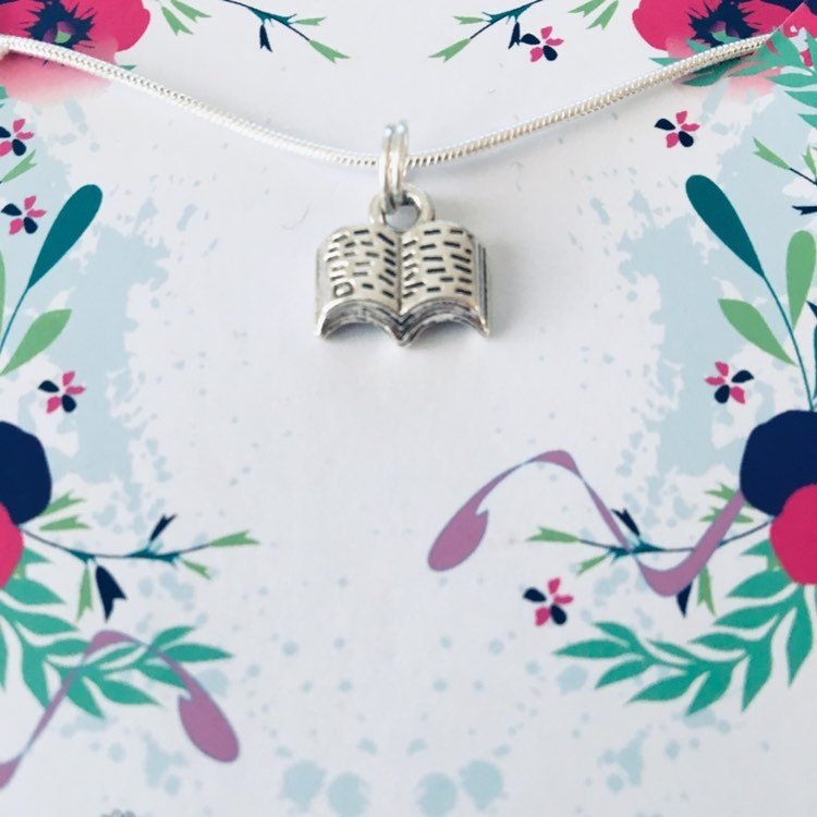 Book Necklace, Writer Necklace, Book Jewellery, Reader Jewelry, Book Charm, Novel Pendant, Story Gift, Author Gifts, Writer Gift For Her.