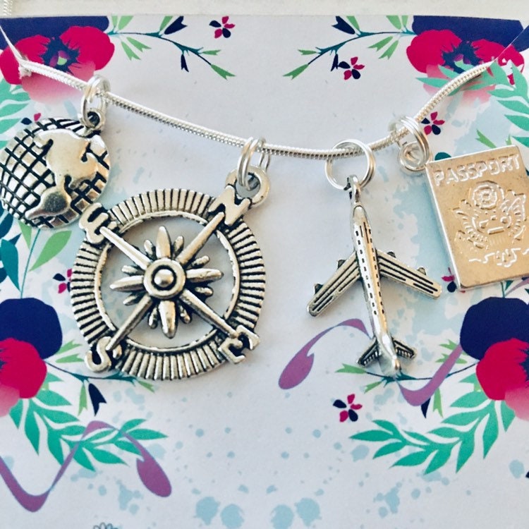 Wanderlust Compass Necklace, Gift For Traveller, Wanderer Jewelry, Travel The World, Gift For Wanderer, Compass Gifts, Adventure Necklace.