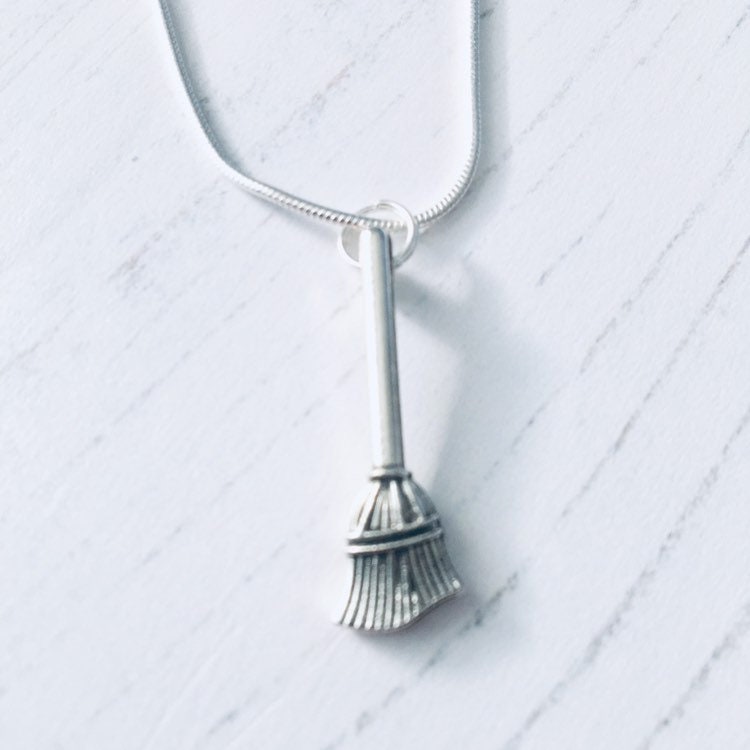 Broomstick Necklace, Witch Jewelry, Broom Gift For Cleaner, Housekeeper Fun Gift, Pagan Jewellery, Wiccan Gifts, White Witch Gift, Spooky.