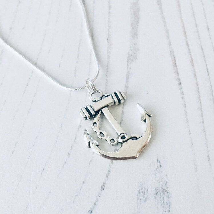 Anchor Necklace, Anchor Charm Necklace, Pirate Jewelry, Nautical Charm, Ship Pendant, Pirate Costume Jewellery, Sailor Oufit Jewellery.