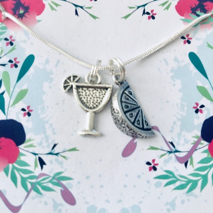 Gin Charm Necklace, Gin Jewelry, Gift For Gin Lover, Gin Necklace, Lemon Slice Necklace, Gin Charm, Gin Drinker Gifts, May Contain Gin.