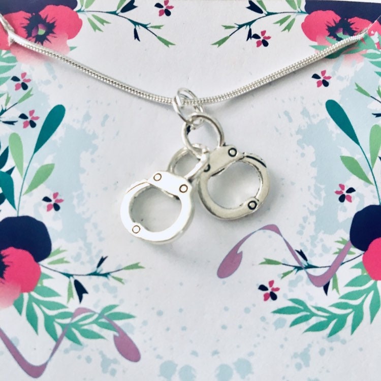 Handcuff Necklace, Handcuff Jewelry, Handcuff Jewellery, Friendship Jewellery, Freedom Gift, Partners In Crime Necklace, Silver Necklace.