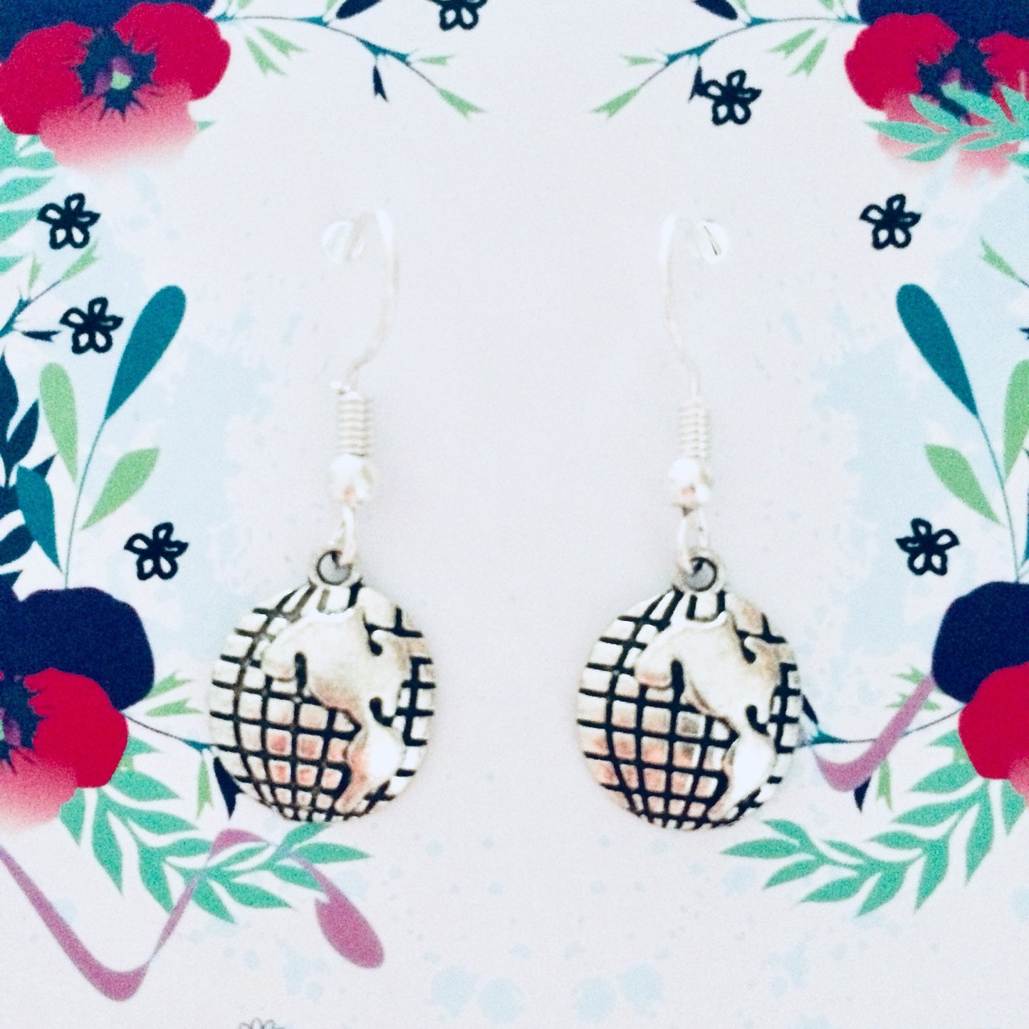 Earth Earrings, Globe Earrings, Planet Earrings, World Jewellery, Travel Jewelry, Travel Earrings, Map Earrings, Nature Earrings, Space Gift